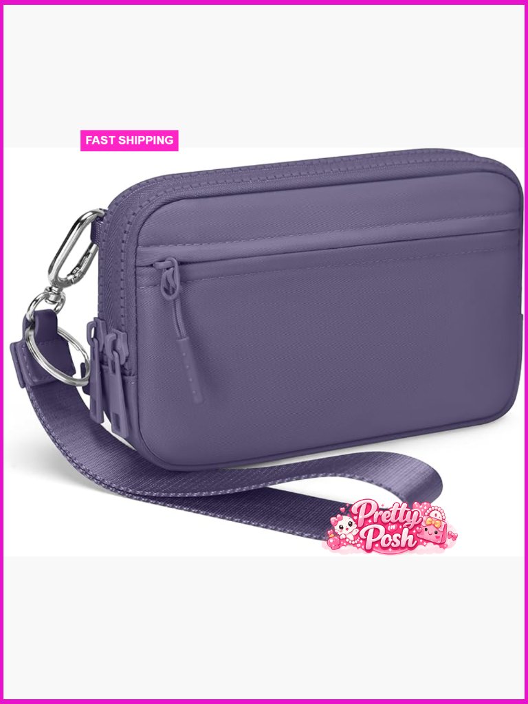 Nylon Checkered Wristlet Wallet With Id Window Crossbody Bag